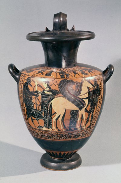 Attic black figure hydria depicting a departure scene by Leagros Group